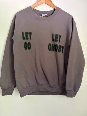 Lonely Ghost “Let Go Let Ghost” Crewneck Sweatshirt Small Slate Gray Graphic